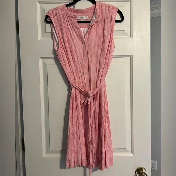 Loft Red and White Striped Dress